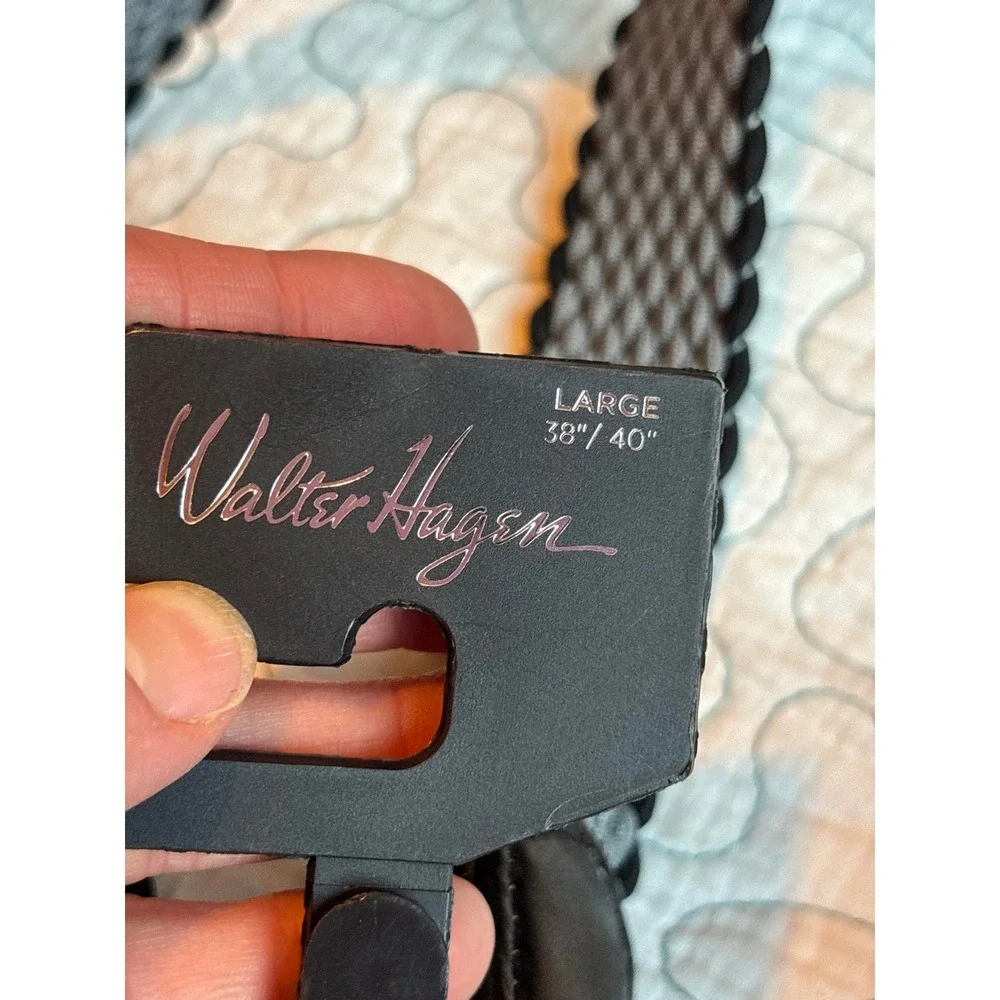 Walter Hagen Mens Braided Golf Belt Grey Black Elastic Stretch Size Large 38-40